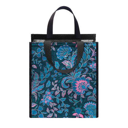 Bohemian Denim Jeans Pattern Print Insulated Lunch Tote