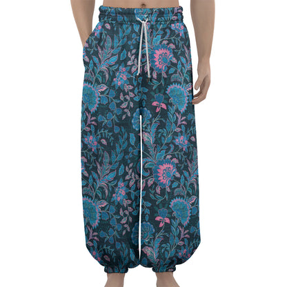Bohemian Denim Jeans Pattern Print Lantern Pants
