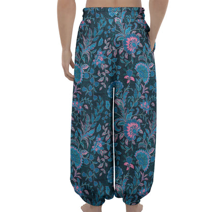 Bohemian Denim Jeans Pattern Print Lantern Pants