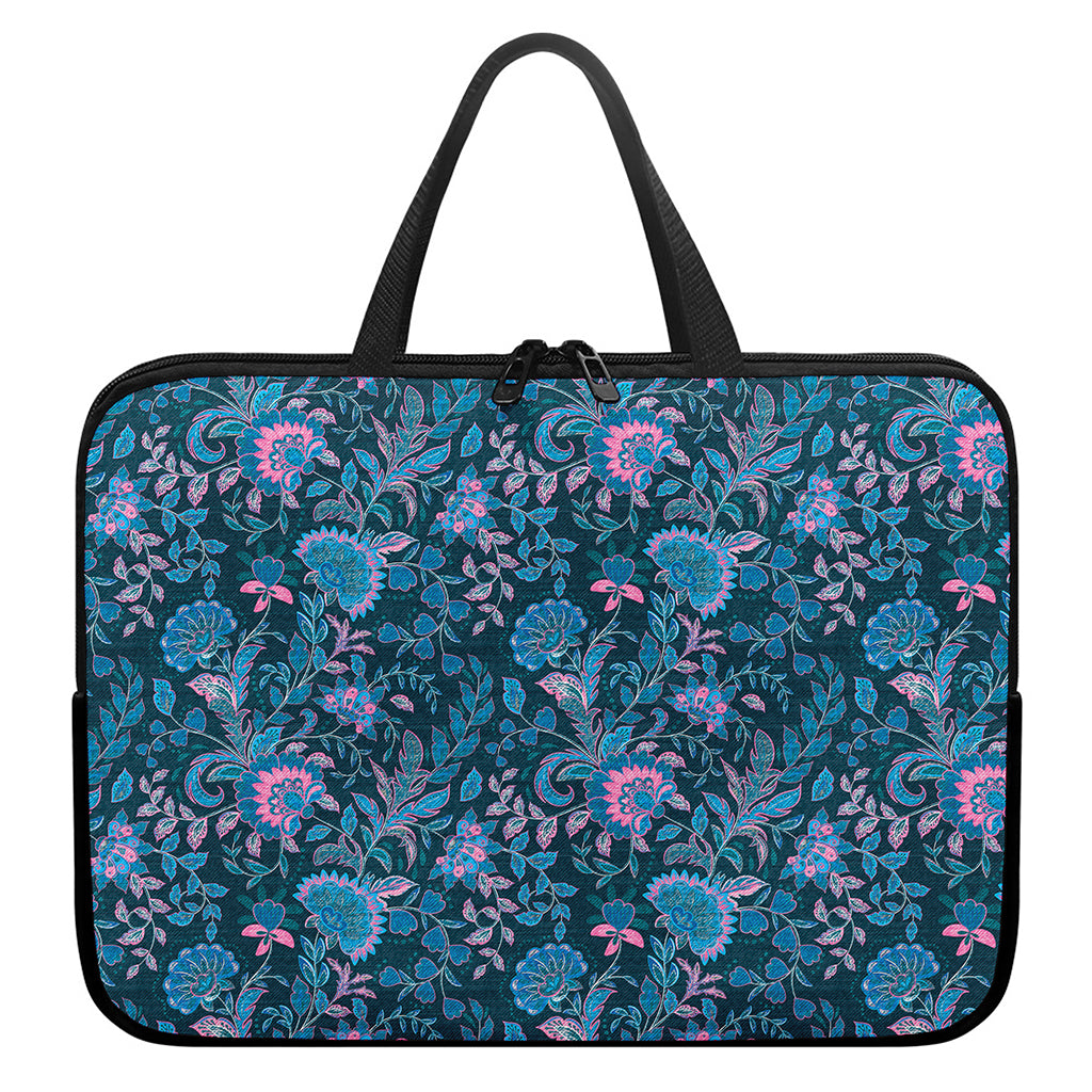 Bohemian Denim Jeans Pattern Print Laptop Sleeve With Handle