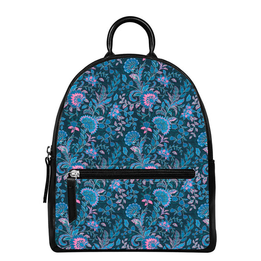Bohemian Denim Jeans Pattern Print Leather Backpack