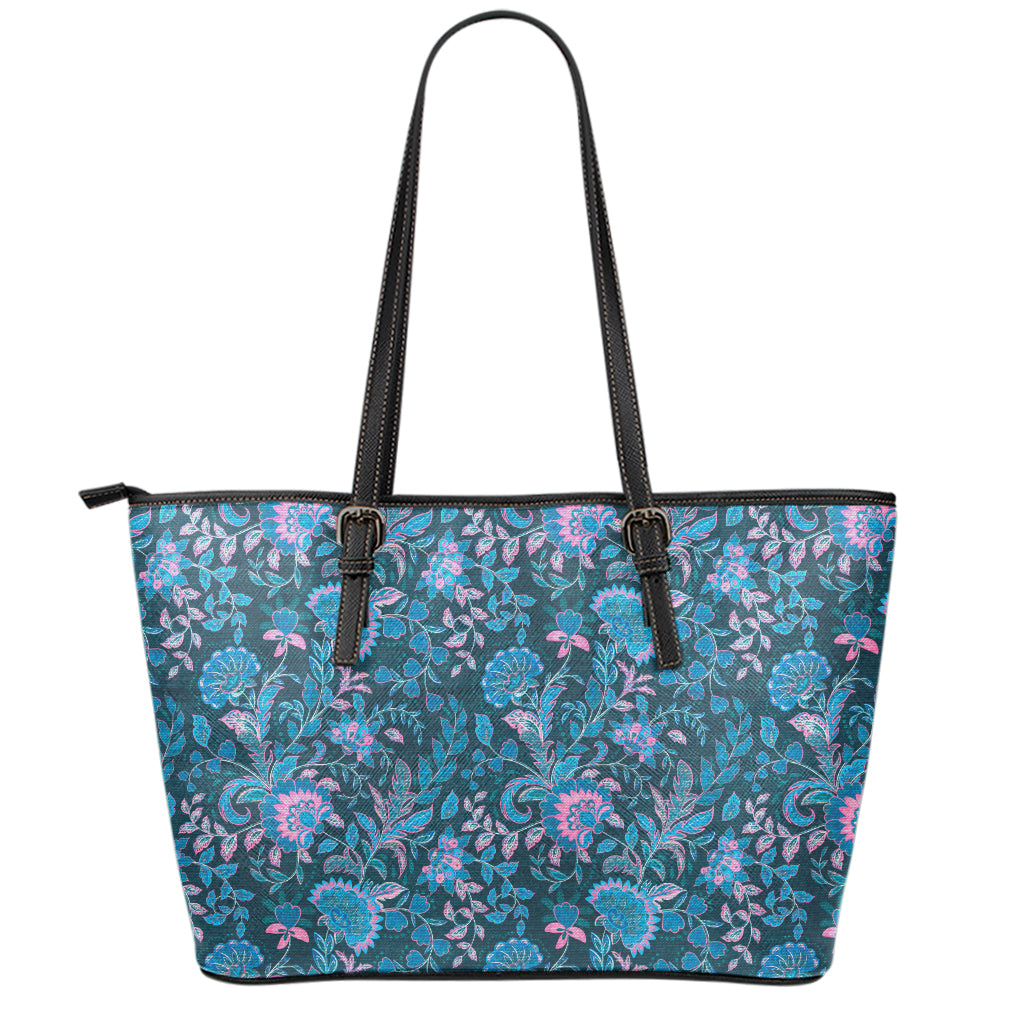 Bohemian Denim Jeans Pattern Print Leather Tote Bag