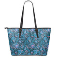 Bohemian Denim Jeans Pattern Print Leather Tote Bag With Zipper