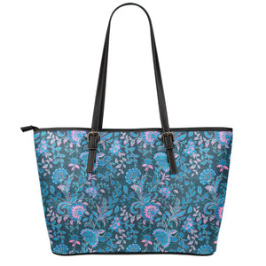 Bohemian Denim Jeans Pattern Print Leather Tote Bag