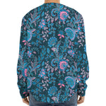 Bohemian Denim Jeans Pattern Print Long Sleeve Baseball Jersey