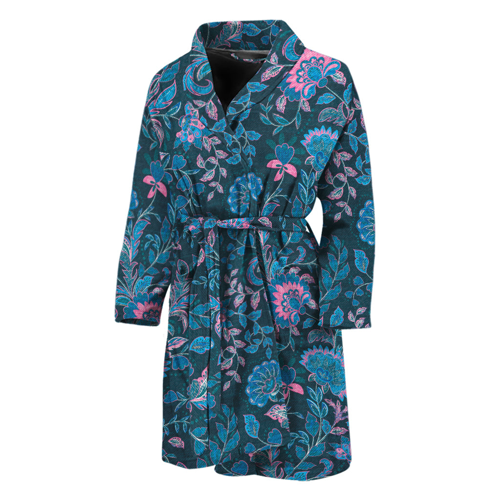 Bohemian Denim Jeans Pattern Print Men's Bathrobe