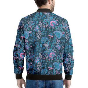 Bohemian Denim Jeans Pattern Print Men's Bomber Jacket