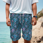 Bohemian Denim Jeans Pattern Print Men's Cargo Shorts