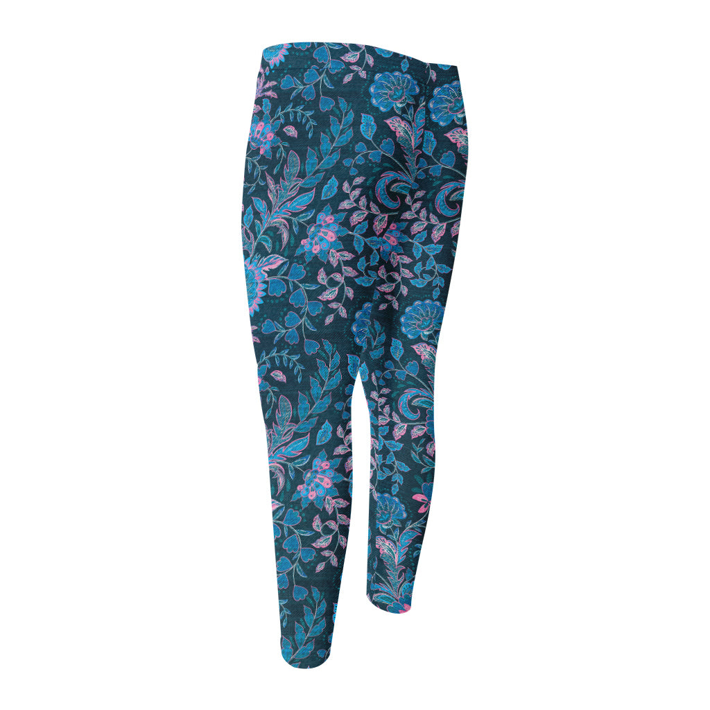 Bohemian Denim Jeans Pattern Print Men's Compression Pants
