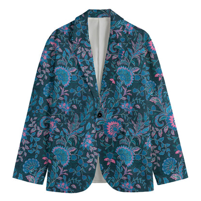 Bohemian Denim Jeans Pattern Print Men's Cotton Blazer