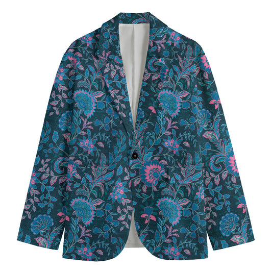 Bohemian Denim Jeans Pattern Print Men's Cotton Blazer