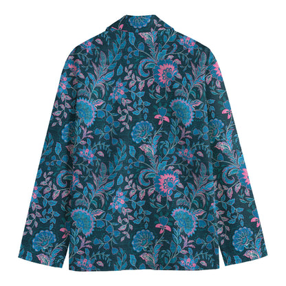 Bohemian Denim Jeans Pattern Print Men's Cotton Blazer