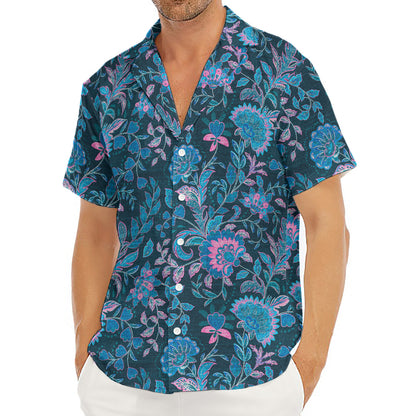 Bohemian Denim Jeans Pattern Print Men's Deep V-Neck Shirt
