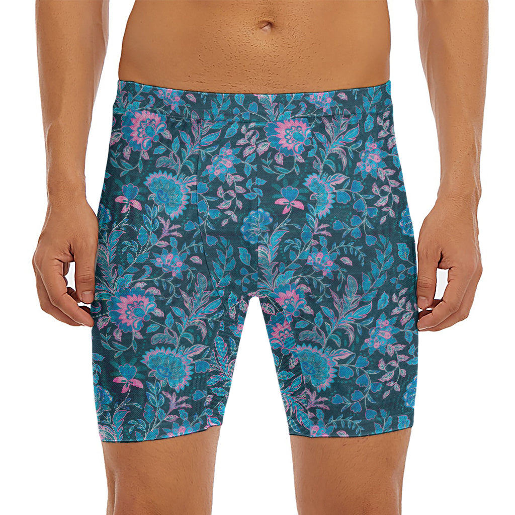 Bohemian Denim Jeans Pattern Print Men's Long Boxer Briefs