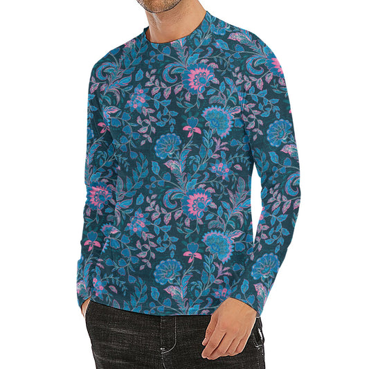 Bohemian Denim Jeans Pattern Print Men's Long Sleeve Rash Guard