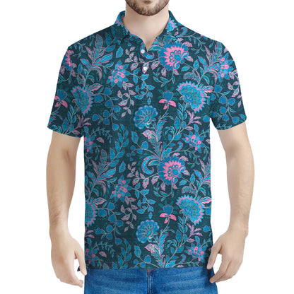 Bohemian Denim Jeans Pattern Print Men's Polo Shirt