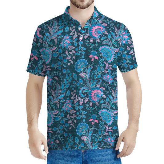 Bohemian Denim Jeans Pattern Print Men's Polo Shirt
