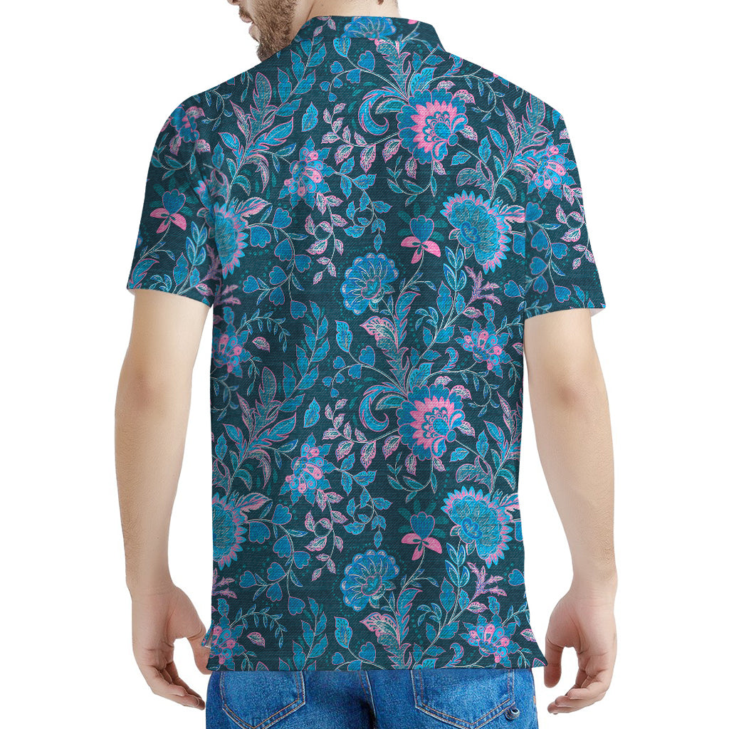 Bohemian Denim Jeans Pattern Print Men's Polo Shirt