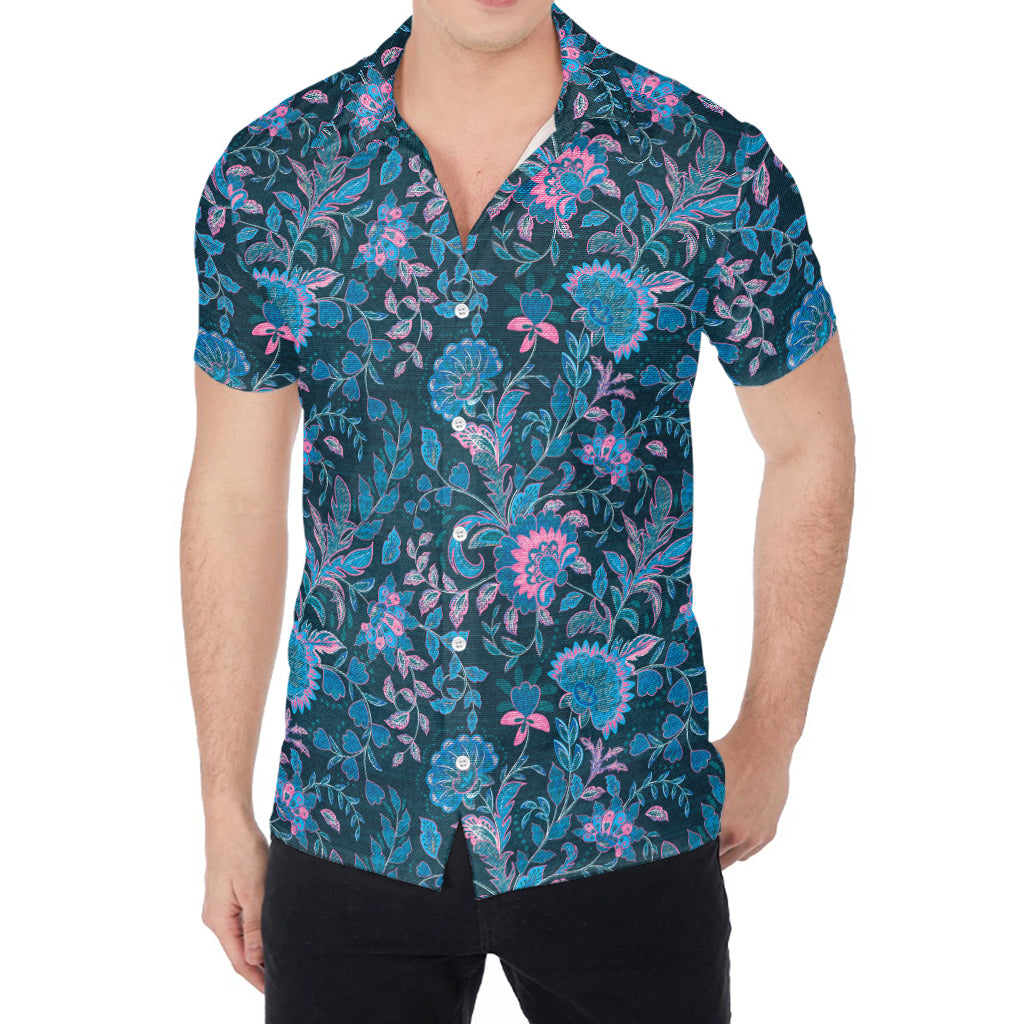 Bohemian Denim Jeans Pattern Print Men's Shirt