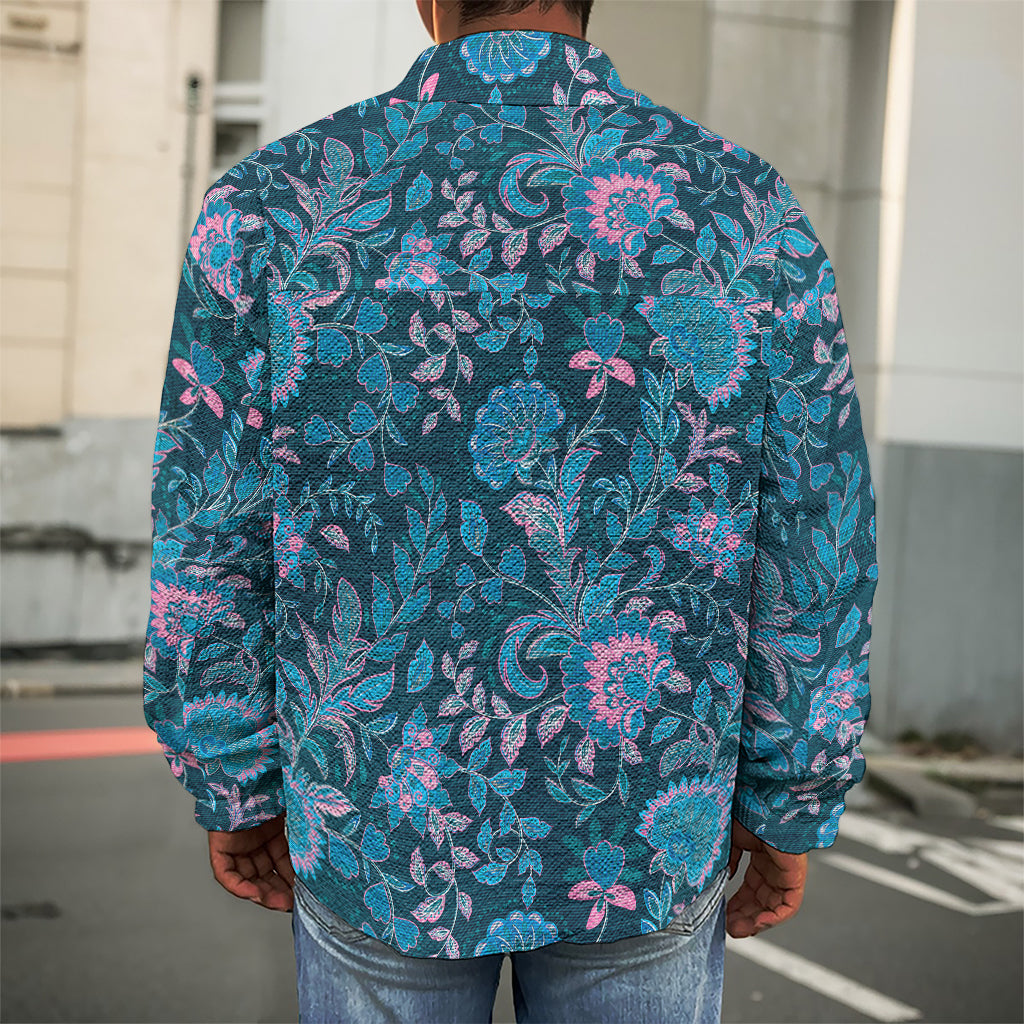 Bohemian Denim Jeans Pattern Print Men's Shirt Jacket