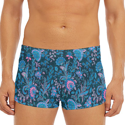Bohemian Denim Jeans Pattern Print Men's Short Boxer Briefs