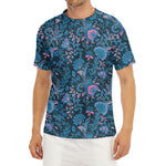Bohemian Denim Jeans Pattern Print Men's Short Sleeve Rash Guard