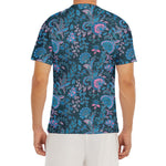Bohemian Denim Jeans Pattern Print Men's Short Sleeve Rash Guard