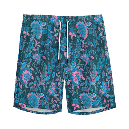 Bohemian Denim Jeans Pattern Print Men's Sports Shorts