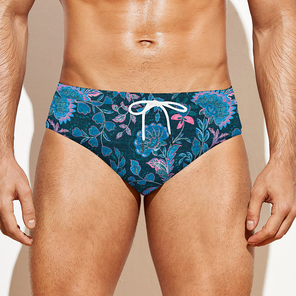 Bohemian Denim Jeans Pattern Print Men's Swim Briefs