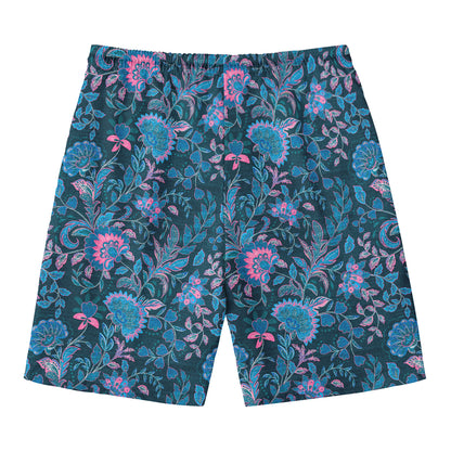 Bohemian Denim Jeans Pattern Print Men's Swim Trunks