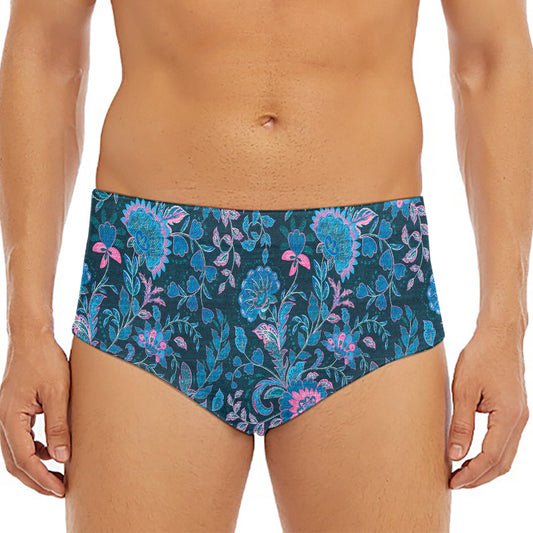 Bohemian Denim Jeans Pattern Print Men's Triangle Swim Briefs
