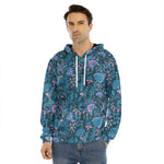 Bohemian Denim Jeans Pattern Print Men's Velvet Pullover Hoodie