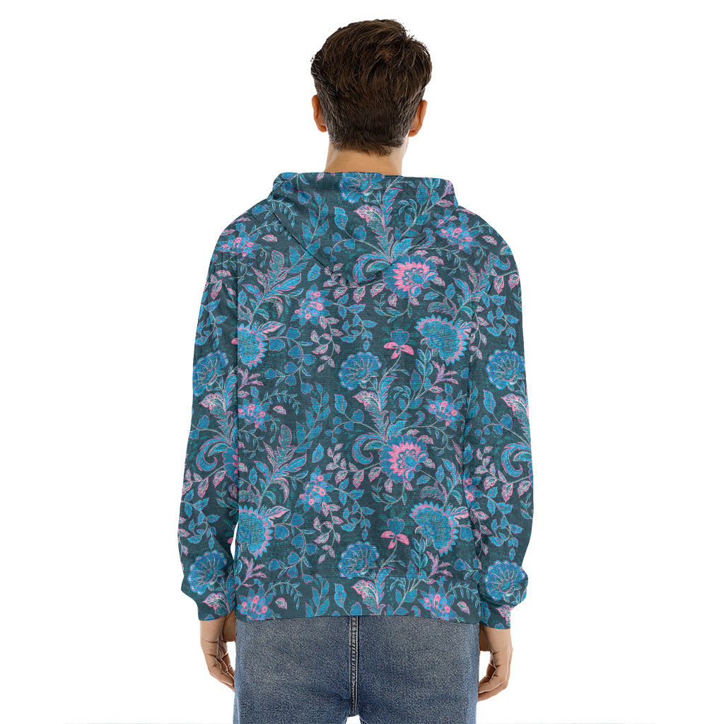 Bohemian Denim Jeans Pattern Print Men's Velvet Pullover Hoodie