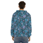 Bohemian Denim Jeans Pattern Print Men's Velvet Pullover Hoodie