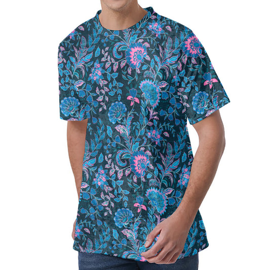 Bohemian Denim Jeans Pattern Print Men's Velvet T-Shirt