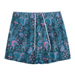 Bohemian Denim Jeans Pattern Print Mesh Shorts