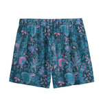 Bohemian Denim Jeans Pattern Print Mesh Shorts