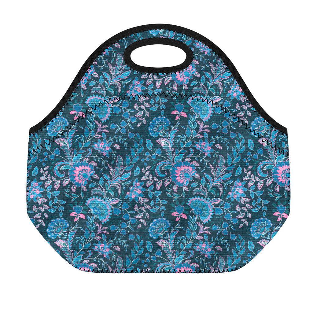 Bohemian Denim Jeans Pattern Print Neoprene Lunch Bag