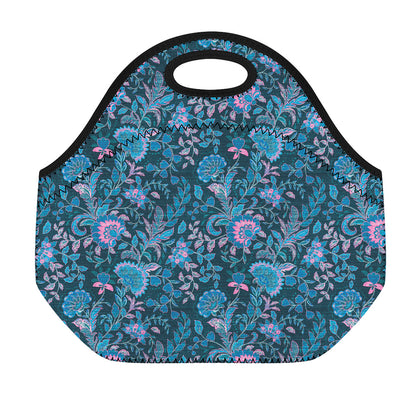 Bohemian Denim Jeans Pattern Print Neoprene Lunch Bag