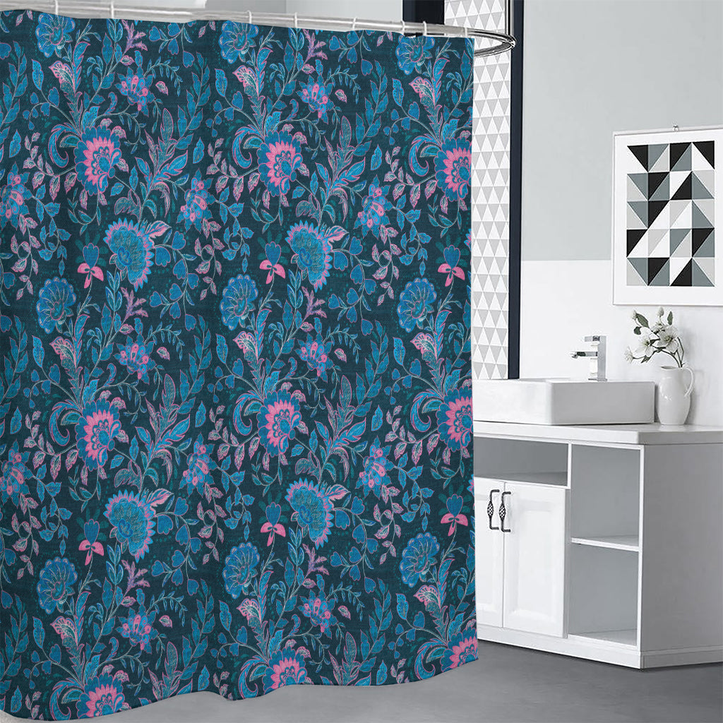 Bohemian Denim Jeans Pattern Print Premium Shower Curtain