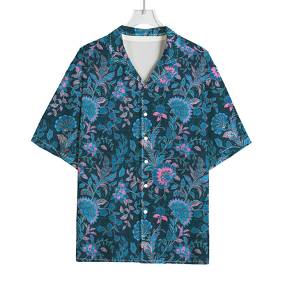 Bohemian Denim Jeans Pattern Print Rayon Hawaiian Shirt
