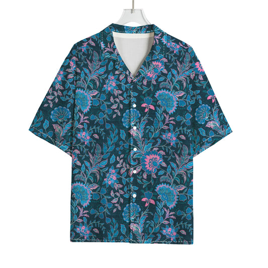 Bohemian Denim Jeans Pattern Print Rayon Hawaiian Shirt