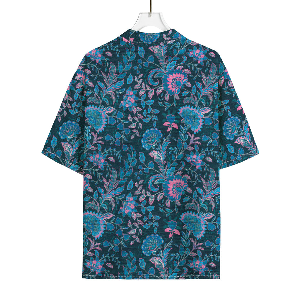 Bohemian Denim Jeans Pattern Print Rayon Hawaiian Shirt
