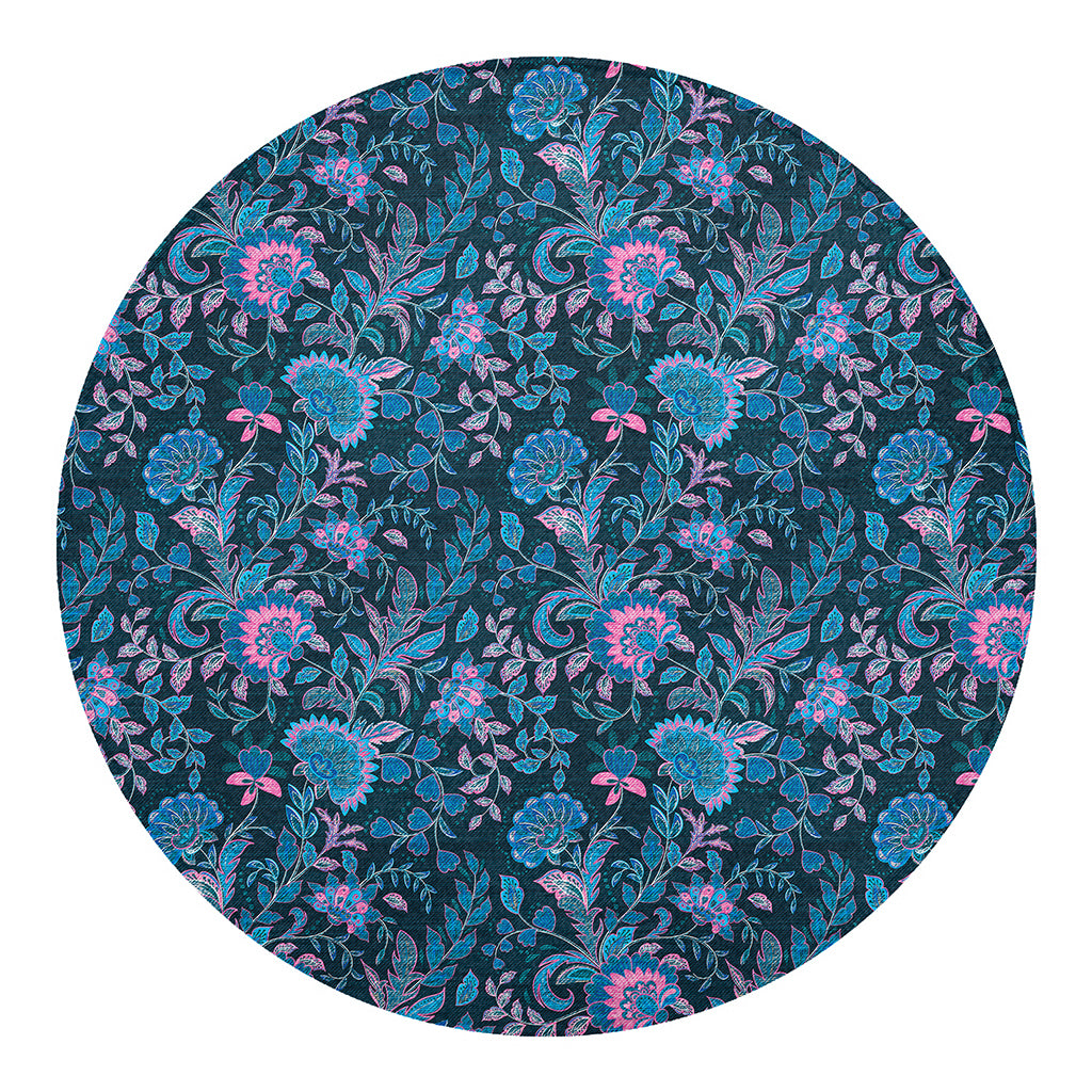 Bohemian Denim Jeans Pattern Print Round Blanket