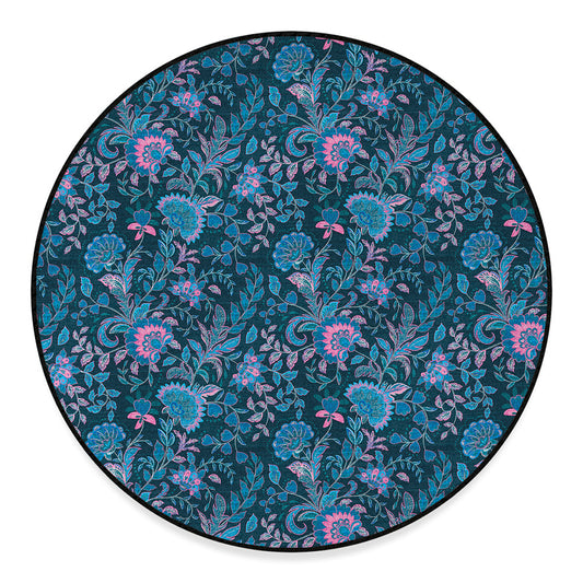 Bohemian Denim Jeans Pattern Print Round Floor Mat