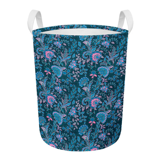 Bohemian Denim Jeans Pattern Print Round Laundry Basket