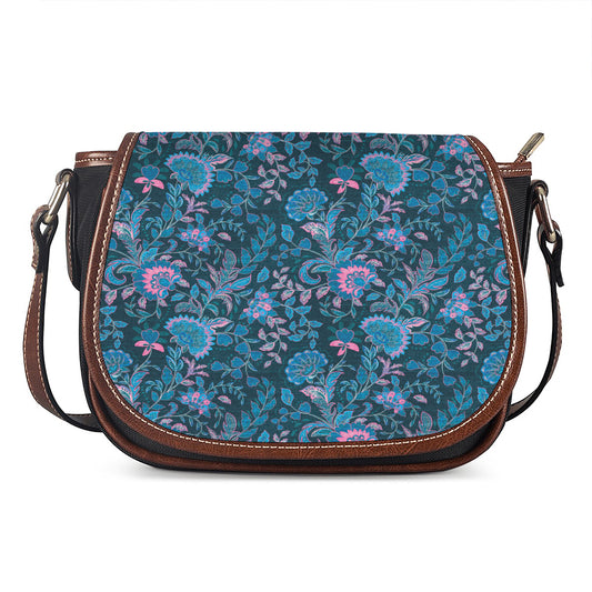 Bohemian Denim Jeans Pattern Print Saddle Bag