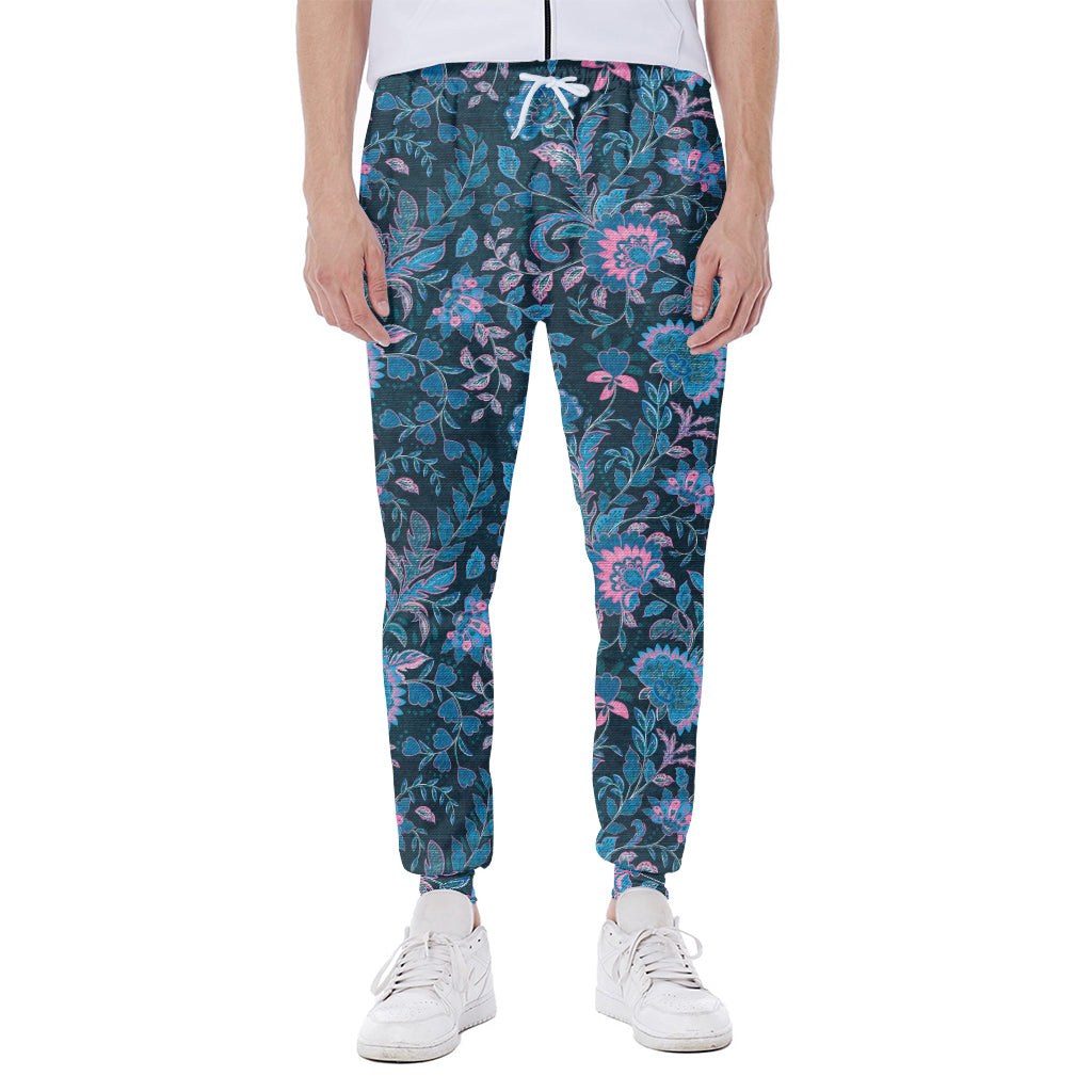 Bohemian Denim Jeans Pattern Print Scuba Joggers