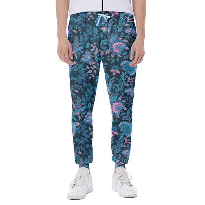 Bohemian Denim Jeans Pattern Print Scuba Joggers