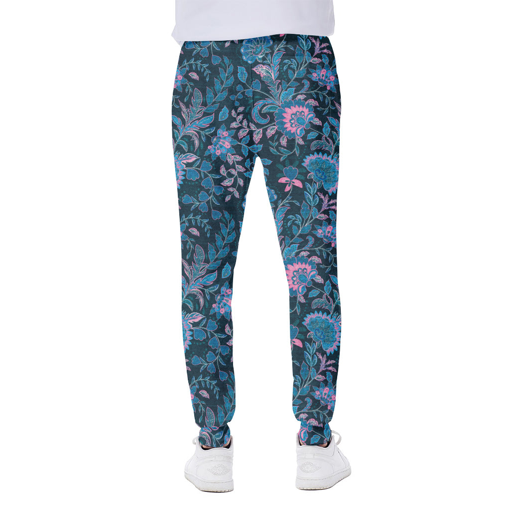 Bohemian Denim Jeans Pattern Print Scuba Joggers